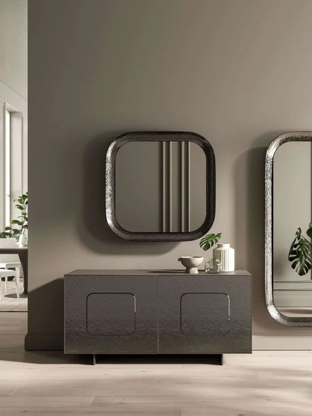 Specchio con cornice in vetro bocciardato Raggio di Ozzio
