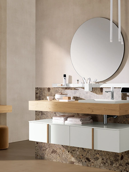 Mobile da Bagno sospeso in laccato e legno Essenze 06 di Archeda