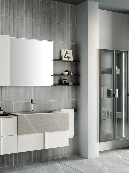 Mobile da Bagno sospeso Essenze 09 in laccato e gres di Archeda