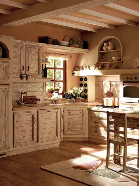 Cucina angolare in Muratura e Legno Giulietta Frumento di Zappalorto