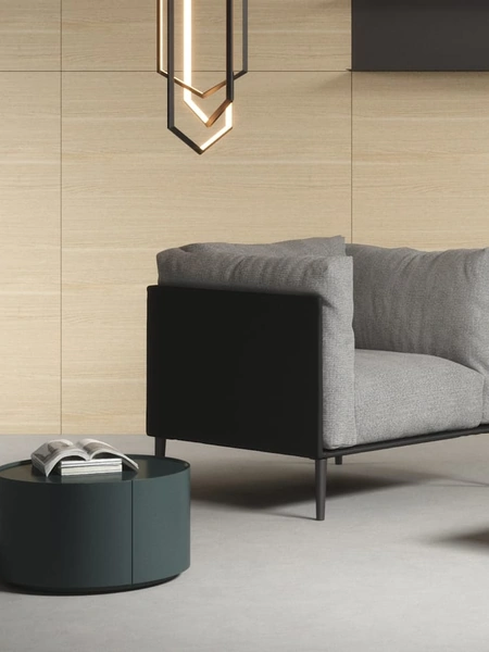 Tavolino rotondo con cassetto Allout in laccato opaco di Novamobili