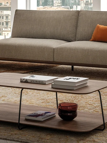 Tavolino in MDF pantografato finitura legno e metallo Plane di Doimo Salotti