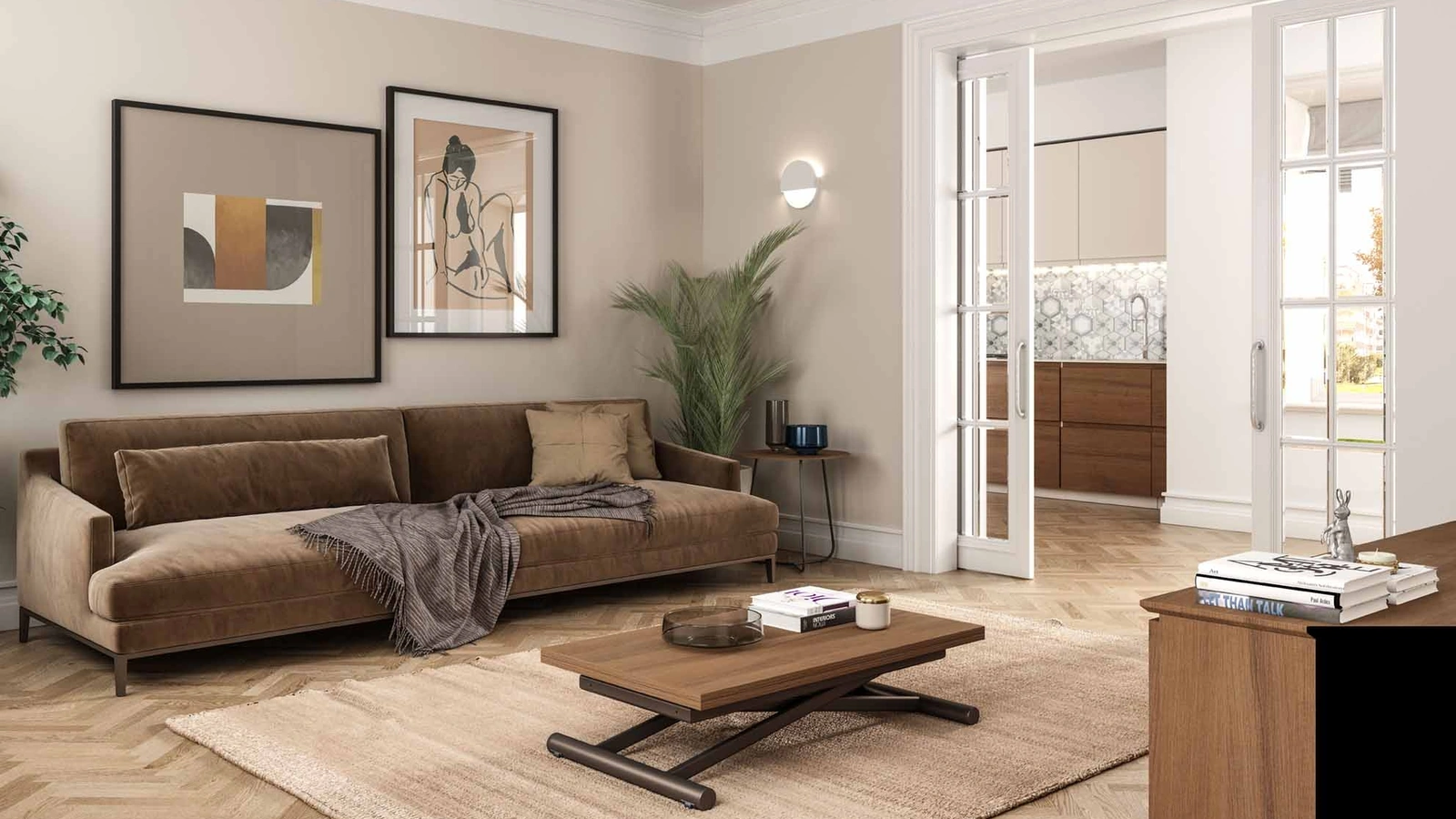 Tavolino trasformabile Fast regolabile in altezza con piano raddoppiabile a libro di Easyline