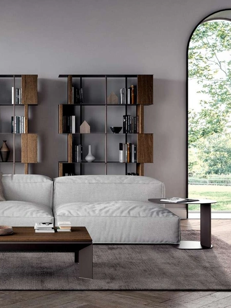 Tavolino multifunzione Metrino in legno e metallo di Ozzio