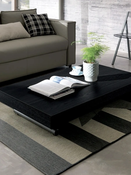 Tavolino trasformabile Newood in legno di Rovere Wild Carbone di Ozzio