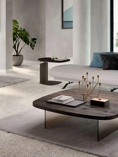 Tavolino in legno con base in cristallo Aurelius di Ozzio