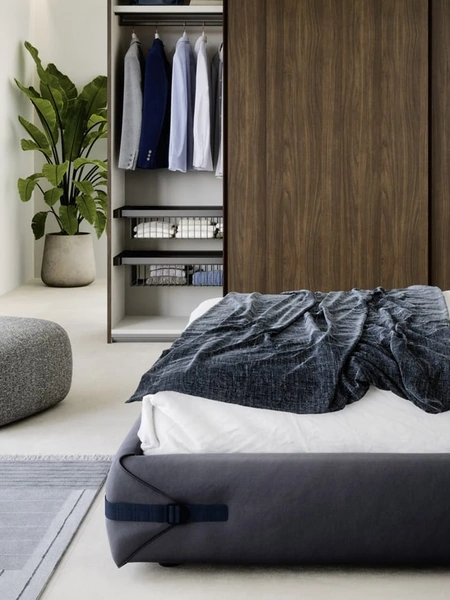 Pouf in tessuto con angoli stondati Blossom di Novamobili