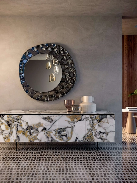 Specchio di design con cornice in vetro Sea di Ozzio