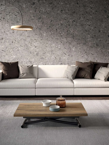 Tavolino Trasformabile Sydney in Eco Legno Vecchio Antico e metallo di Ozzio