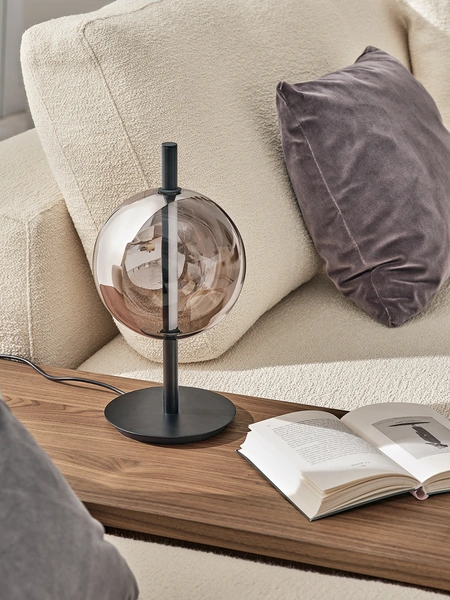 Lampada Sferatus da tavolo in vetro e acciaio di Bontempi