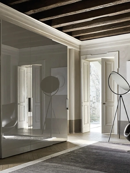 Armadio Anta Liscia in laccato lucido Ardesia con maniglia Mia di Sangiacomo