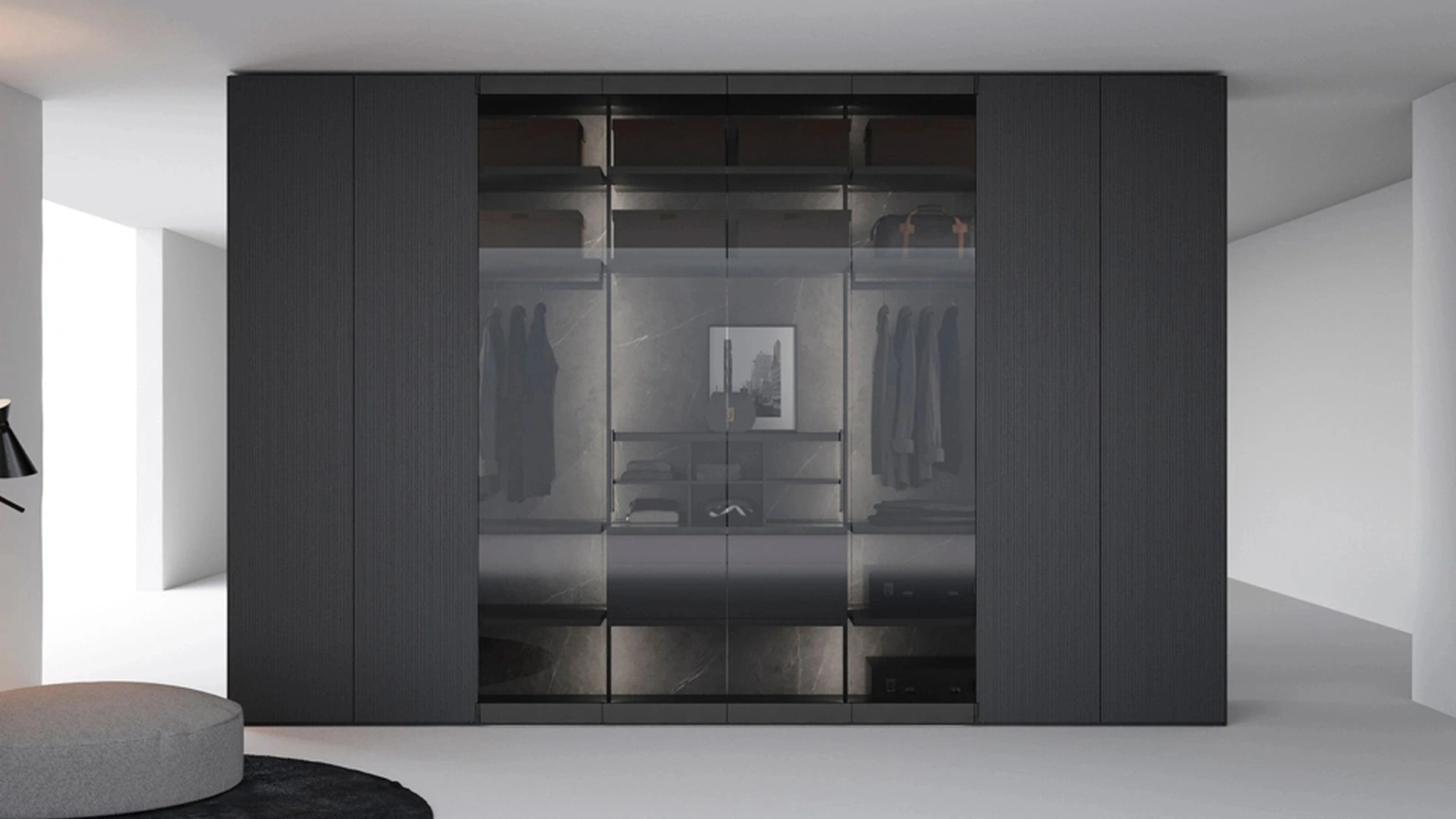 Armadio Freedhome Apertura Totale 50 vetro fumé di Caccaro