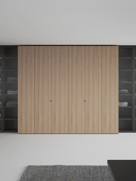 Armadio Freedhome Apertura Totale 50 Canneté in rovere e vetro di Caccaro