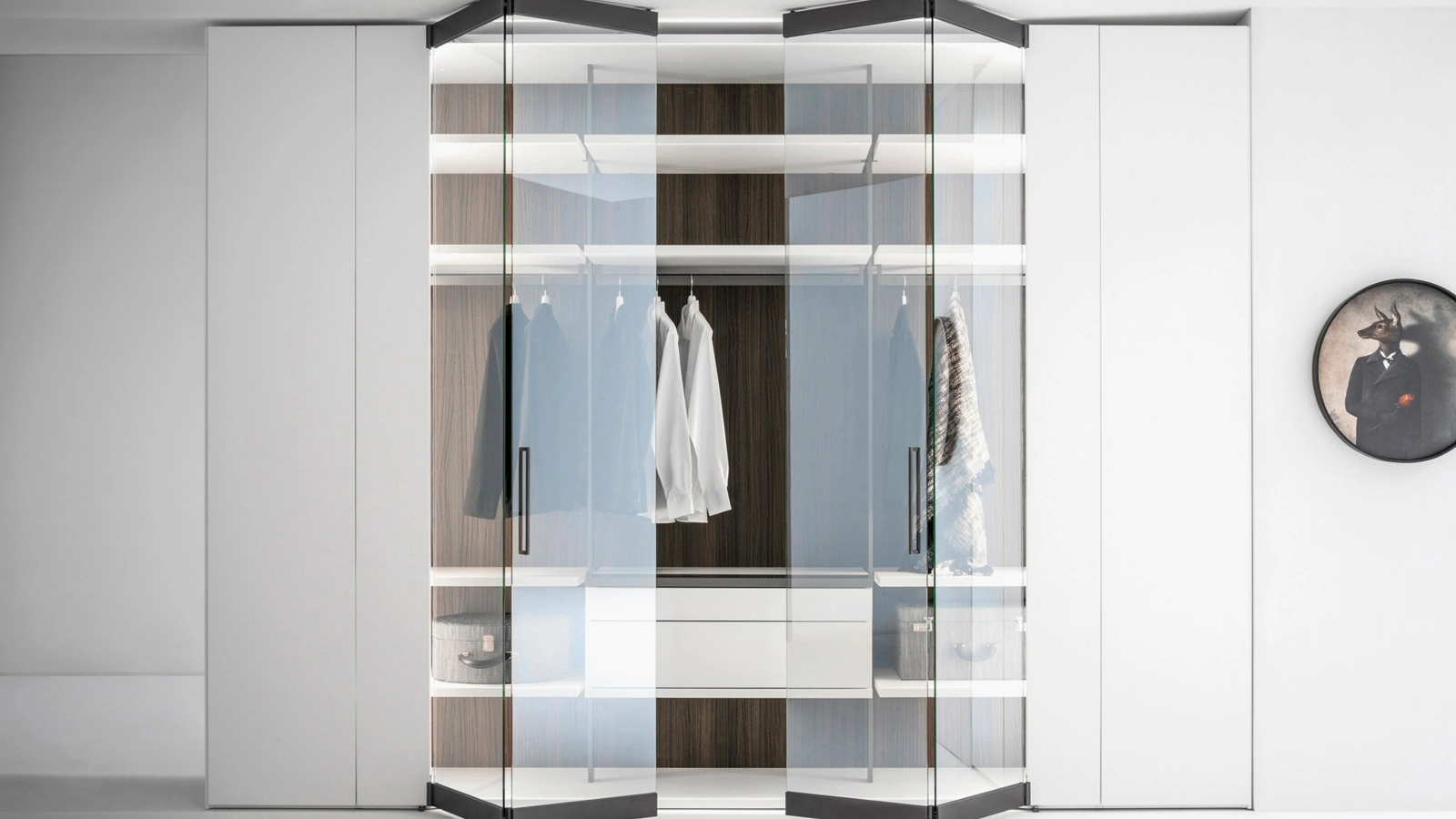 Armadio Freedhome Apertura Totale 50 vetro extrachiaro di Caccaro