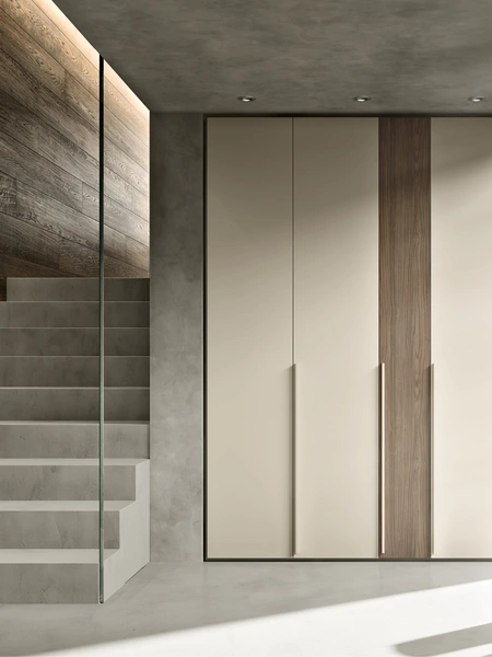 Armadio Intermezzo Vano Lavanderia in laccato Tortora e melaminico Noce Louisiana di Adok