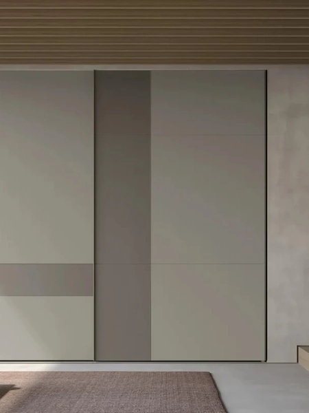 Armadio Atelier a due ante scorrevoli Mondrian con disegni a fasce orizzontali e verticali di Adok