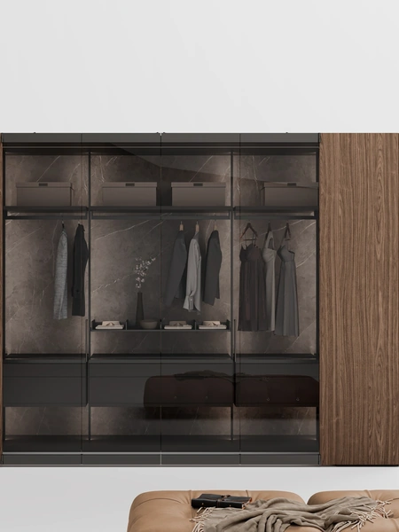 Cabina Armadio Camerino Freedhome in canneté Noce di Caccaro