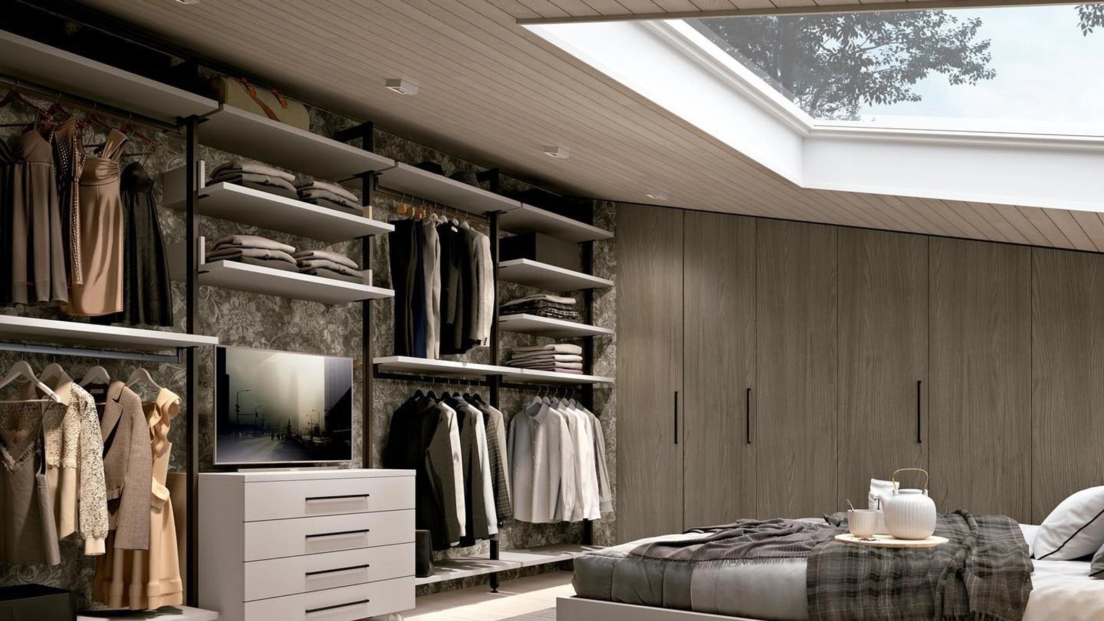 Cabina Armadio mansardata Planet 06 in melaminico di Ferrimobili