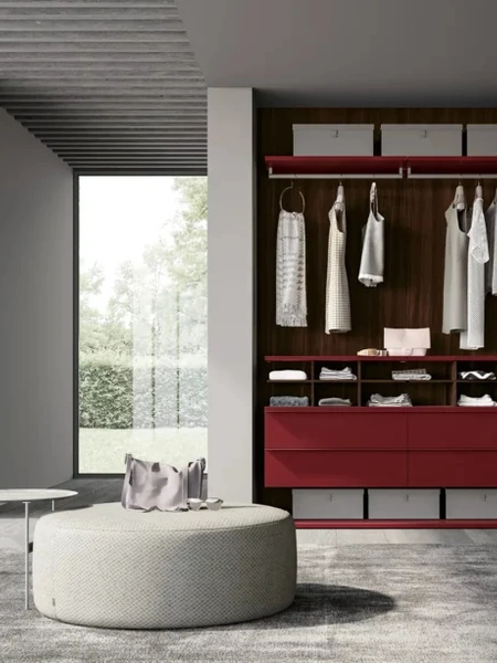 Cabina Armadio angolare Up&Down in laccato Granata con pannelli in melaminico Testa di Moro di Adok