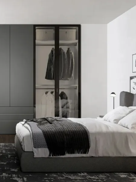 Armadio con ante battenti Frame in vetro temprato e laccato opaco di Dielle Modus