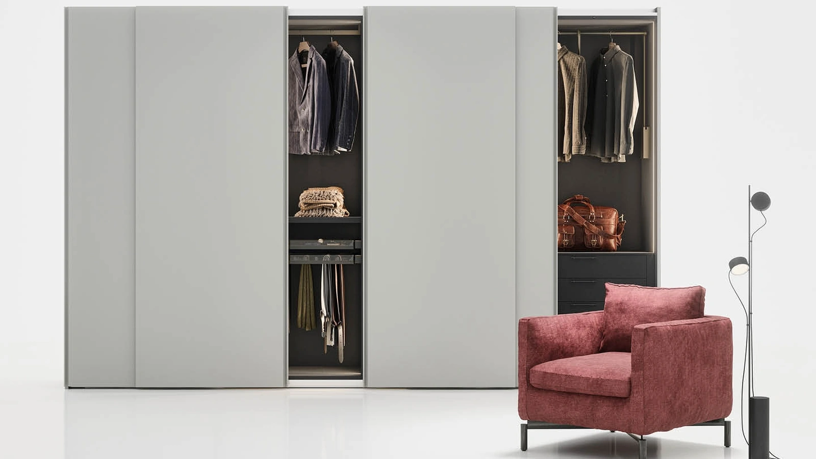 Armadio Gola con anta scorrevole in laccato opaco di Novamobili