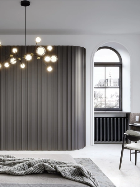 Armadio con ante battenti Stave in laccato opaco con moduli curvi di Novamobili