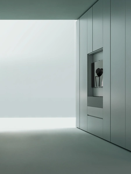 Armadio Freedhome con ante battenti in laccato opaco Porta TV apribile notte di Caccaro