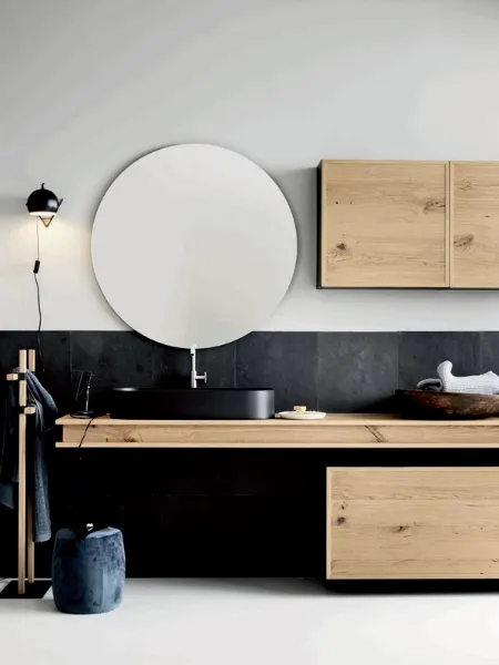 Mobile da Bagno sospeso di design in legno Teddy 02 di Alta Corte