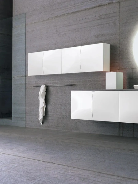 Mobile da Bagno sospeso laccato Bianco lucido Bombo 04 di Archeda