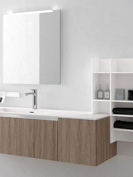 Mobile da Bagno sospeso Linea 06 in melaminico e laccato opaco di Archeda