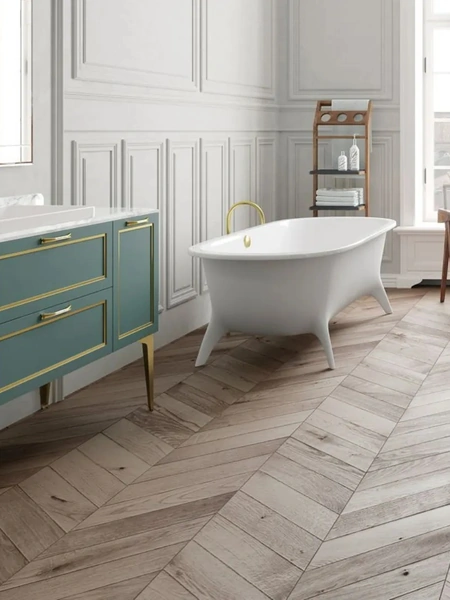 Mobile da Bagno a terra laccato opaco con top in marmo di Carrara Seta 10 di Archeda