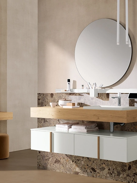 Mobile da Bagno sospeso in laccato e legno Essenze 06 di Archeda