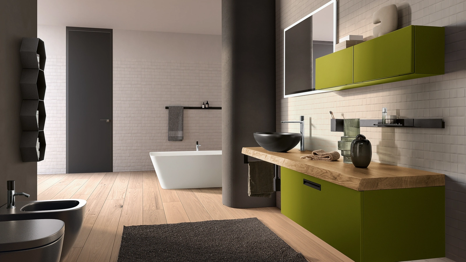 Mobile da Bagno siospeso in laccato e legno Essenze 10 di Archeda