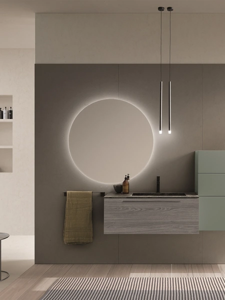 Mobile da Bagno sospeso Essenze 11 in legno e laccato di Archeda