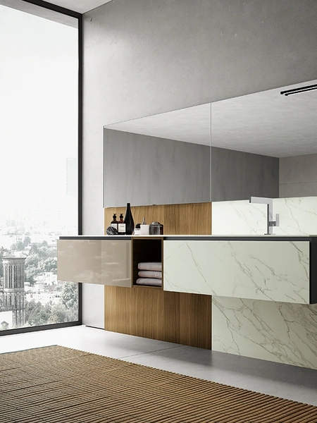 Mobile da Bagno sospeso in gres e vetro Modulo 03 di Archeda