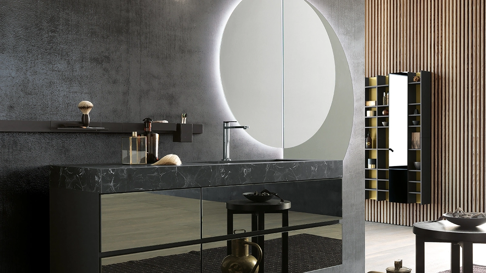 Mobile da Bagno sospeso in vetro fumé Modulo 04 di Archeda