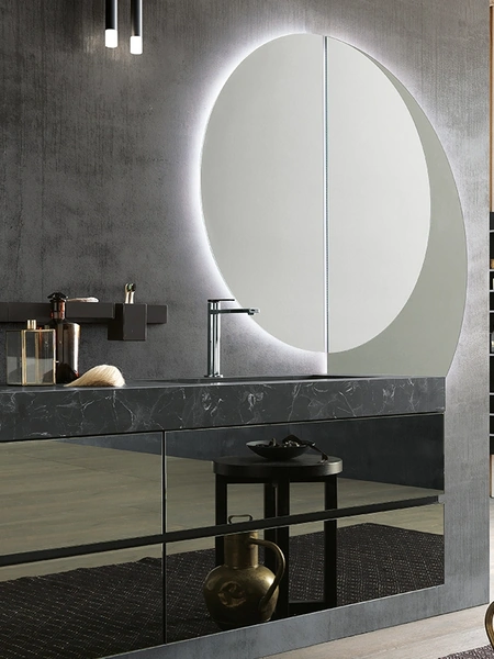 Mobile da Bagno sospeso in vetro fumé Modulo 04 di Archeda