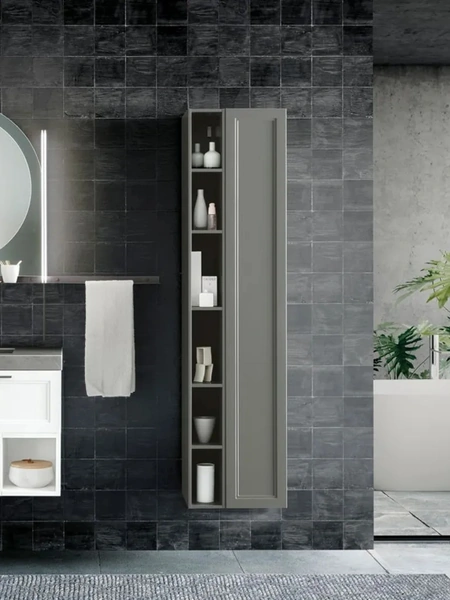 Mobile da Bagno sospeso laccato Bianco Seta 01 di Archeda