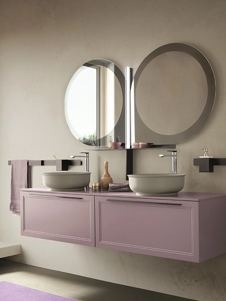 Mobile da Bagno sospeso laccato opaco Seta 03 di Archeda