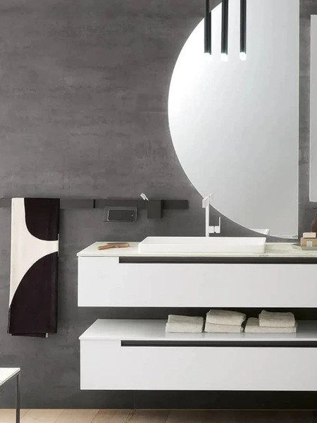 Mobile da Bagno Side 09 in laccato opaco con top in gres di Archeda