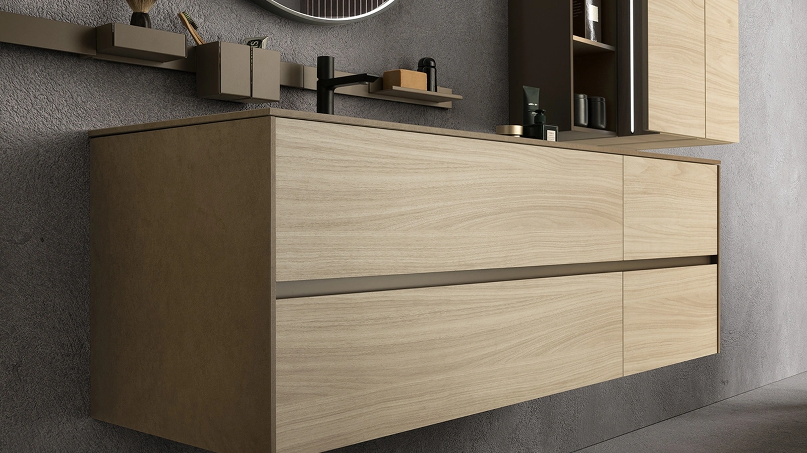 Mobile da Bagno sospeso in legno Tulle 11 di Archeda