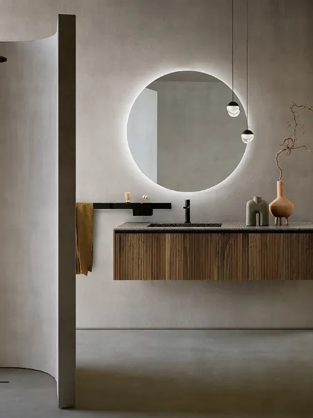 Mobile da Bagno sospeso in Noce Canaletto Tulle Cannettato 04 di Archeda