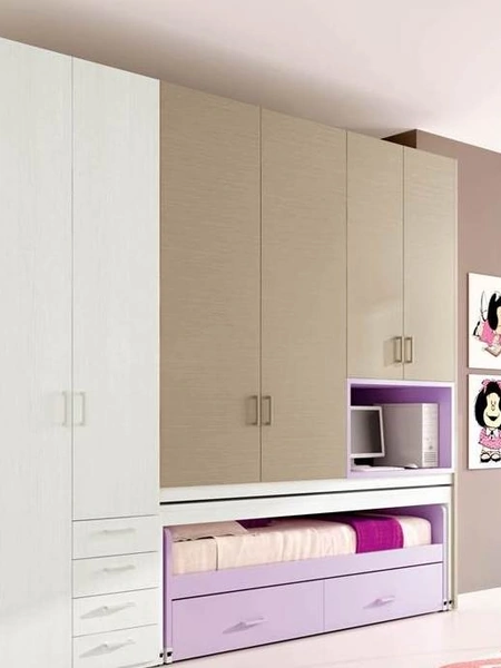 Cameretta per Ragazze 609 a ponte salvaspazio con letto e scrivania estraibili di Ferrimobili