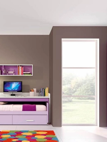 Cameretta per Ragazze 613 salvaspazio con letto estraibile posto sotto la scrivania di Ferrimobili