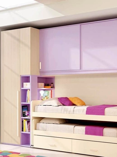 Cameretta per Ragazze 615 a ponte con secondo letto estraibile di Ferrimobili