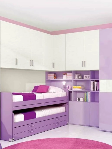 Cameretta per Ragazze 620 a ponte con secondo letto estraibile di Ferrimobili