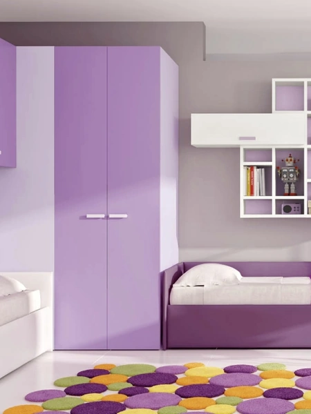 Cameretta per Ragazze 632 a ponte con divano letto e letto singolo di Ferrimobili