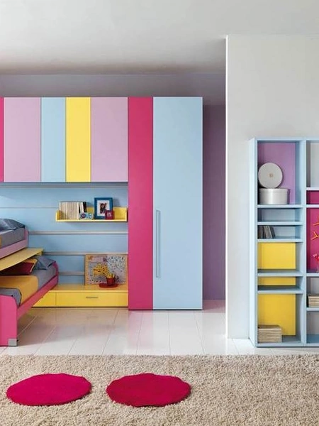 Cameretta per Ragazze 638 salvaspazio a ponte con scrivania e secondo letto estraibili di Ferrimobili