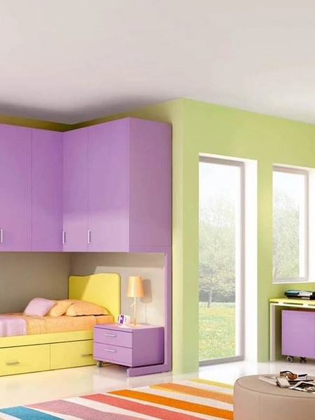 Cameretta per Ragazze 641 a ponte con armadio angolare di Ferrimobili