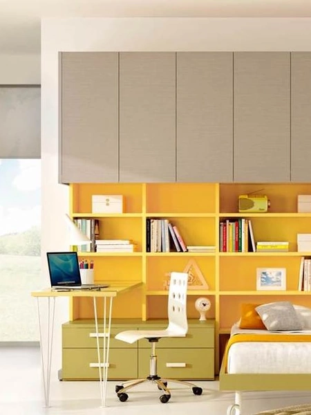 Cameretta per Ragazzi 636 salvaspazio con letto, libreria e scrivania di Ferrimobili